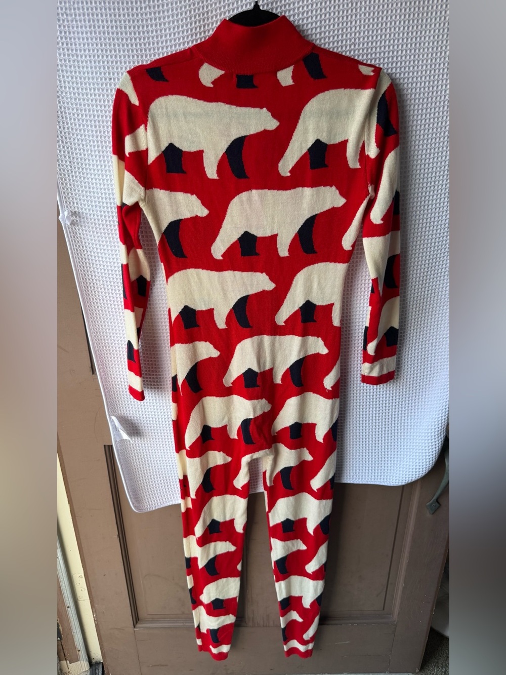 Perfect Moment Red and Cream Polar Bear Print Merino Wool One-Piece - Picture 5 of 5